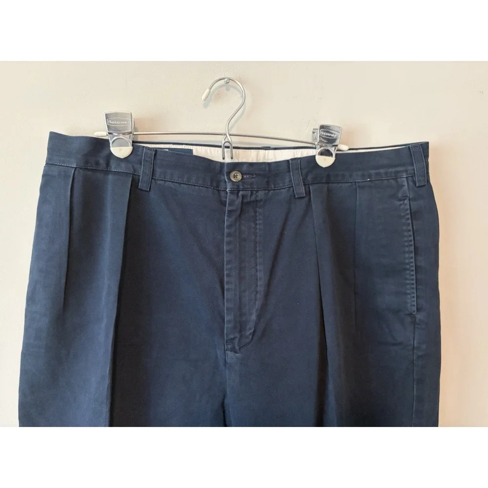 VTG Polo Ralph Lauren Andrew Pleated Pants Navy Blue  Cotton Mens 38 X 31